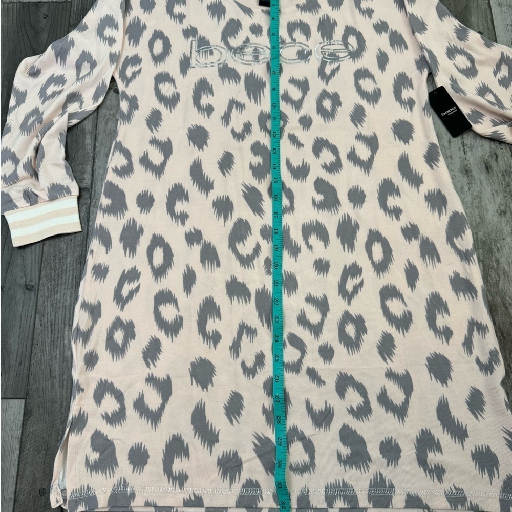 Bebe NEW Women's Sleep Shirt Leopard Pink Gray Medium NWT Lounge - Picture 5 of 7